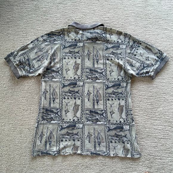 🔥KAHALA Hawaiian USA Made Marlin Fishing Outdoor 1/4 Button Faded Cotton Shirt - Picture 2 of 13